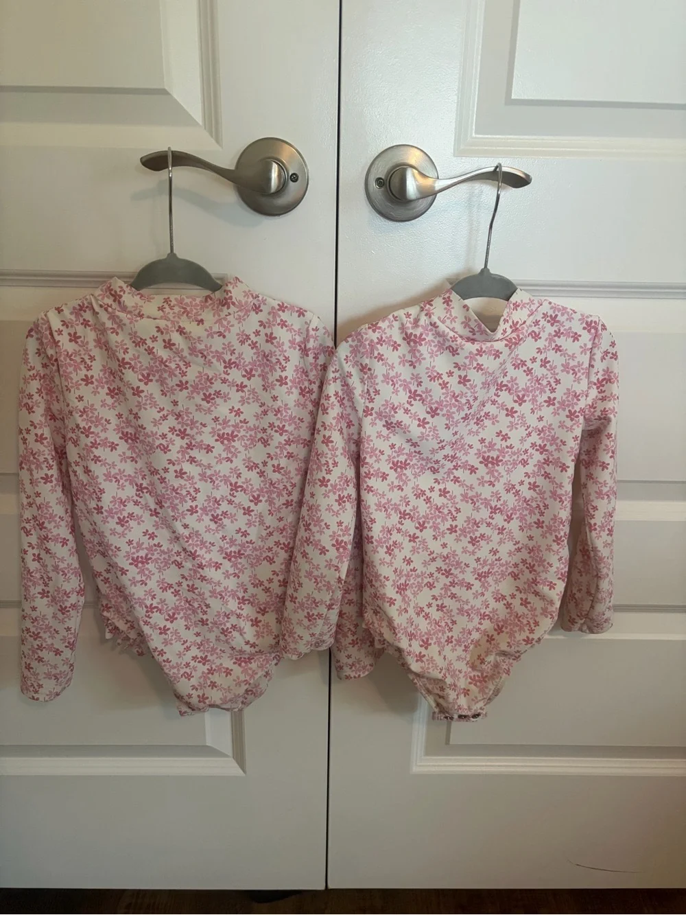 Carter's Pink and White Floral Long-Sleeve Rash Guards (2)
